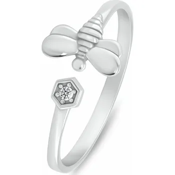 Módní doplněk Brilio Silver Půvabný otevřený prsten Včelka se zirkony RI143W 55 mm + 2 měsíce na vrácení zboží