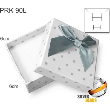 Dárková krabička 48Krabička na šperky. Materiál papír . Ozn. PRK 90L. Barva BÍLÁ s puntíky a stužkou.