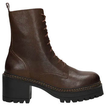 Dámské polobotky Dámské Hnědé Kožené Kotníkové Boty Na Stabilním Podpatku Wojas 6412452 38
