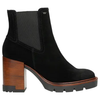 Dámské polobotky Černé Dámské Chelsea Boty Z Velurové Kůže S Hnědým Podpatkem Wojas 5515761 39