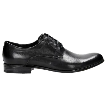 Pánské polobotky Klasické Černé Pánské Kožené Boty Z Hladké Kůže Wojas 801151 43