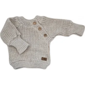 Pletený svetřík pro miminko s knoflíčky Lovely, prodloužené náplety, sv. šedý, 80/86