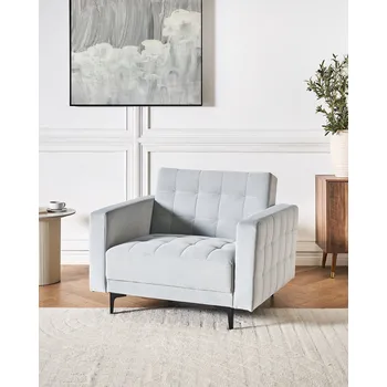 Křeslo Křeslo světle šedé sametové čalounění se sklopným opěradlem černé nohy boční područky moderní styl obývací pokoj Beliani