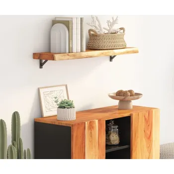 Psací stůl vidaXL Nástěnná police 90x20x2,5 cm obdélník masivní akácie živá hrana [370227] Barva: Přírodní