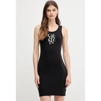 Dámské šaty Šaty Calvin Klein Jeans černá barva, mini, přiléhavé, LV044C203G 99X, vel. XXS