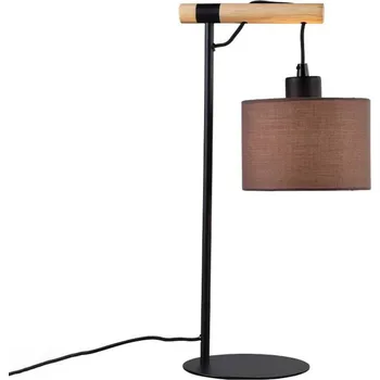 Lampička Viokef Stolní lampa Rika, výška 46 cm, šedá/černá, látka/kov - Ø základna 16 cm; stínidlo na lampu - Ø 16 cm, výška 11 cm šedá, světlé dřevo, černá 1 x 40 W - Doprava zdarma