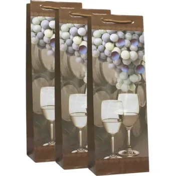 Dárková taška 3ks dárkových tašek na víno Sklenky a hrozen 8600115