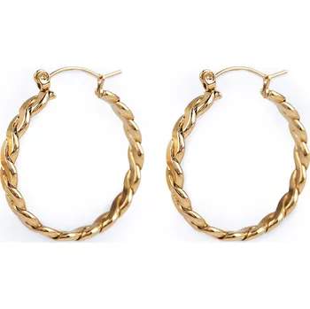 Šperk Náušnice z nerezové oceli splétané kruhy, barva 2 zlatá