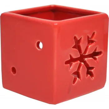 Svícen Svícen keramický vločka červený 6,5 cm 9305150