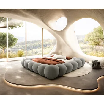 Postel DELIFE Čalouněná postel Perlla 180x200 cm strukturovaná látka měkký šedá