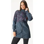 Dámský softshellový kabát s fleecem Street, Žíhaná Tm. Modrá, Lístečky Velikost: 3XL