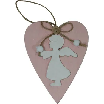 Vánoční dekorace Dekorace závěsné srdce s andělem 12cm 3001105