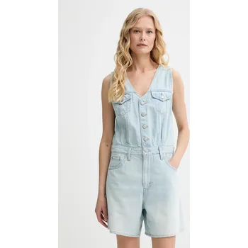 Dámský overall Džínový overal Levi's VEST ROMPER modrá barva, s výstřihem do v, 001WM 50X, vel. M