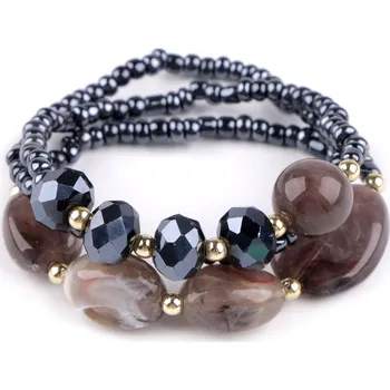 Náramek Pružný náramek sada 3 ks, malé, 5 modrošedá tm.