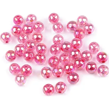 Korálek Plastové korálky duhové Ø8 mm, barva 3 růžová