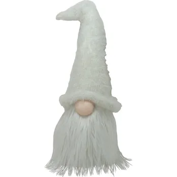 Vánoční dekorace Skřítek bílý s vousy střední 38cm 3000022