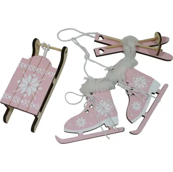 Vánoční dekorace Dekorace závěsný set zima new růžový 3001198