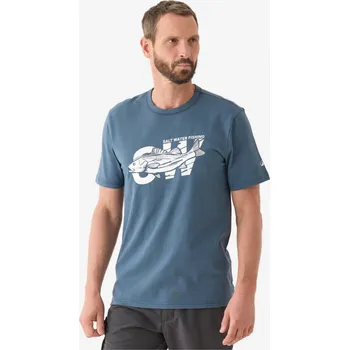 Pánské tričko CAPERLAN Rybářské bavlněné tričko s krátkým rukávem s potiskem okounka L BÍLÁ|MODRÁ|ŠEDÁ