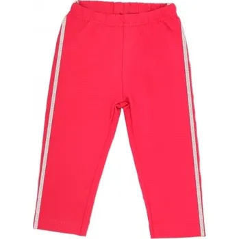 Mamatti Bavlněné legíny, tepláčky s ozdobným bočním stříbrným páskem Heart - červené