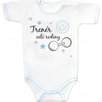 Kojenecký body Body krátký rukáv s vtipným textem Baby Nellys, Trenér celé rodiny, vel. 80