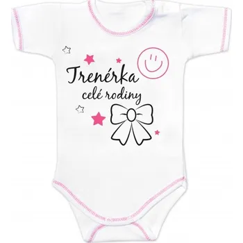 Body krátký rukáv s vtipným textem Baby Nellys, Trenérka celé rodiny, vel. 68