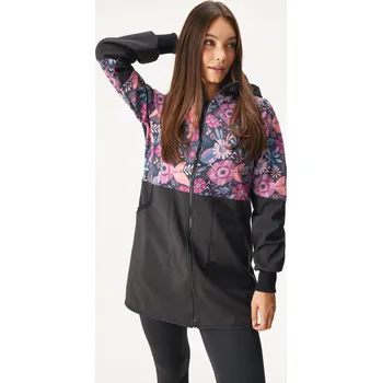 Dámský kabát Dámský softshellový kabát s fleecem Street, Černá, Kouzelné květiny Velikost: S