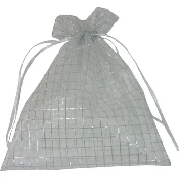 Dárková taška Dárkový sáček organzový stříbrná kostka 25*20 cm 8700054