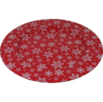 Vánoční dekorace Talíř plechový dekorační Vločky 33 cm 2000160
