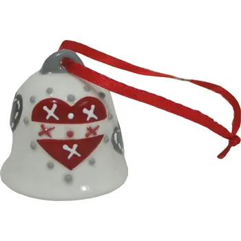 Vánoční dekorace Vánoční zvonek keramický srdce 4cm 3003363