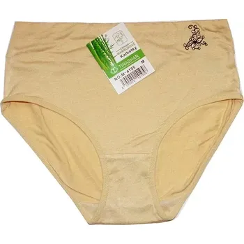 Dámské kalhotky do pasu s bambusem květina 4195 krémové
