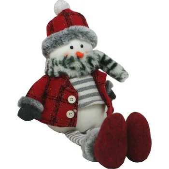 Vánoční dekorace Sněhulák v kabátku sedící 49cm 3000104