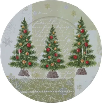 Vánoční dekorace Talíř plechový dekorační Stromky 33 cm 2000167
