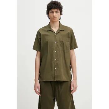 Pánská košile Bavlněná košile Barbour Barbour Holywell Poplin S/S Relaxed Fit Shirt pánská, zelená barva, relaxed, s klasickým límcem, MSH5603 91X, vel. M