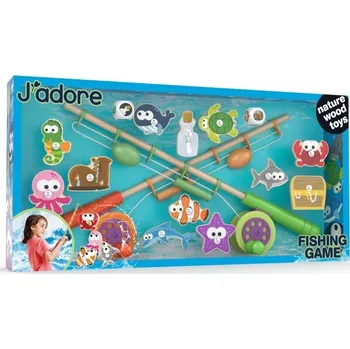 Dřevěná hračka J'adore Dřevěná hra rybaření zelená/oranžová