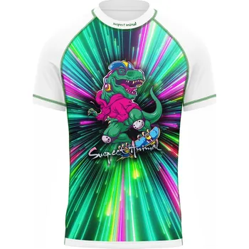 Dětské funkční triko krátký rukáv T-REX bílá Bamboo Ultra - Zelená / 150