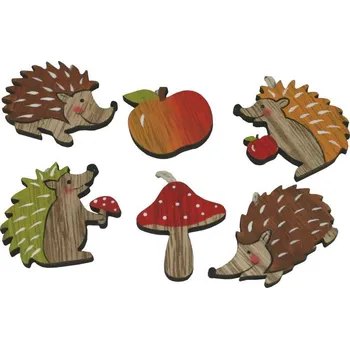 Zahradní dekorace Dřevěná dekorace závěsná ježek 6 ks 2001453