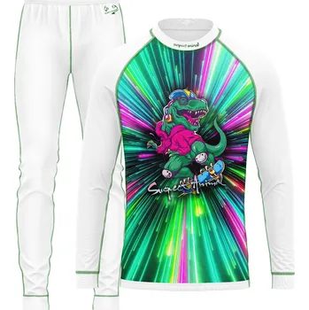 Set dětského termoprádla Set dětského funkčního prádla T-REX bílá Bamboo Ultra - Zelená / 120