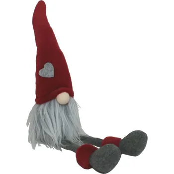 Vánoční dekorace Skřítek sedící šedý 55cm 3000112