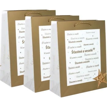 Dárková taška 3ks Dárkových tašek - Zlaté písmo S 8610003