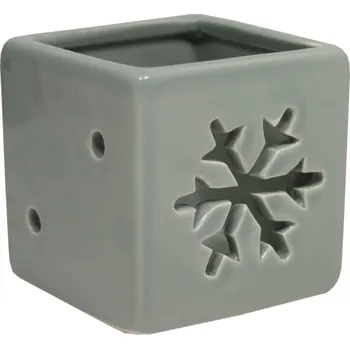 Svícen Svícen keramický vločka šedý 6,5cm 9305153