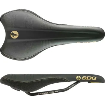 Sedlo na kolo Sedlo SDG RADAR MTN Solid Cro-Mo Saddle Black Microfiber Top | Tan Graphics & Bumper