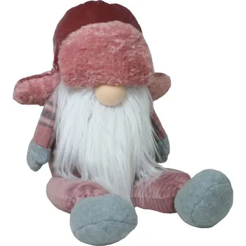 Vánoční dekorace Skřítek sedící s beranicí 37cm 3000013