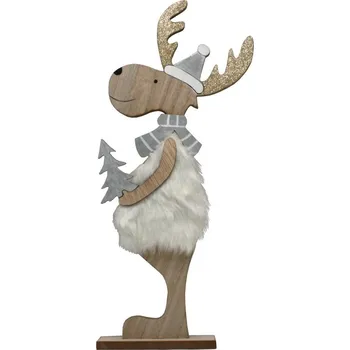 Vánoční dekorace Dekorace sobík v kožíšku 18cm 2009253