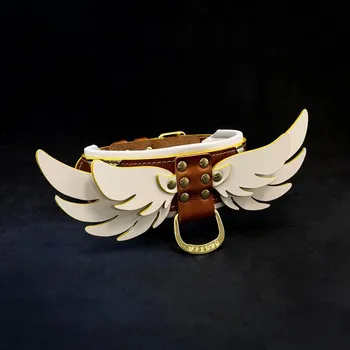 Obojek pro psa Bestia Collars Kožený obojek pro psy Bestia Collar Hermes hnědo bílý Velikost: L