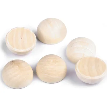 Korálek Dřevěné polokoule bez dírek Ø30 mm, barva přírodní sv.