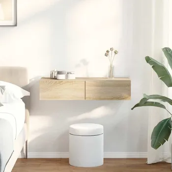 police vidaXL Nástěnná police se zásuvkami 80 x 33 x 17 cm kompozit [859985] Barva: dub sonoma