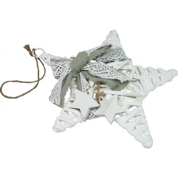 Vánoční dekorace Hvězda ratan zdobená bílá 20cm 3003340