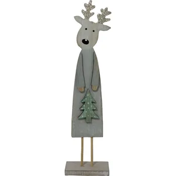 Vánoční dekorace Dekorace dřevěná sobík se zlatými rohy 30cm 2009315