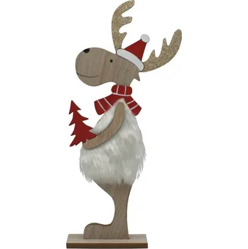 Vánoční dekorace Dekorace sobík v kožíšku 18cm 2009254