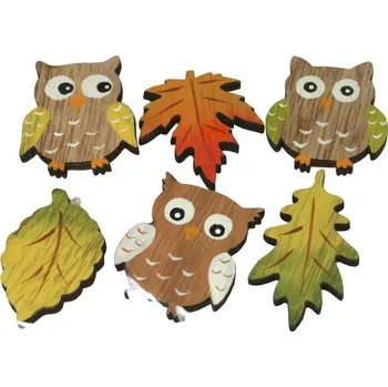 Dřevěná dekorace závěsná Sova 6 ks 2001412